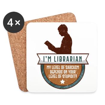 Lustig Bücherei Bibliothekar Bibliothek Geschenk - Untersetzer (4er-Set) - Weiß - Vorne