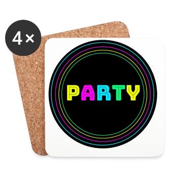 Party Kreis Neon - Untersetzer (4er-Set) - Weiß - Vorne