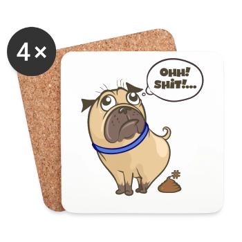 Cadeau de chiot chien Pope Gassi - Dessous de verre (lot de 4) - blanc - Devant