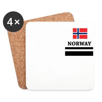Symbole du drapeau norvégien - Dessous de verre (lot de 4) - blanc - Devant