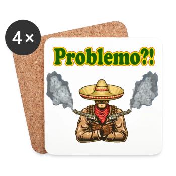 Problemo?! Western Cowboy Grafik - Untersetzer (4er-Set) - Weiß - Vorne