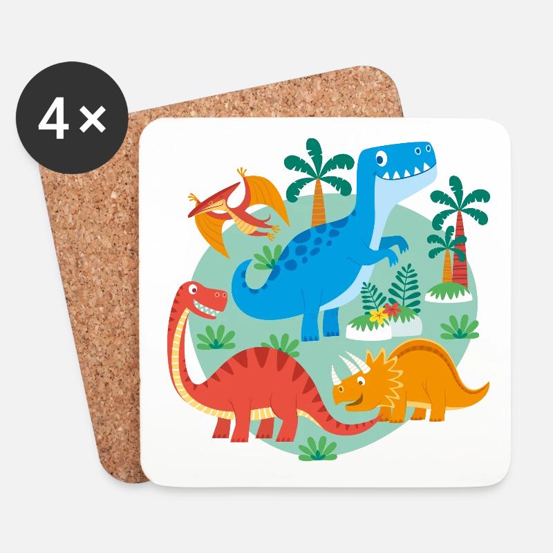 DINOSAURIER - Untersetzer (4er-Set) - Weiß