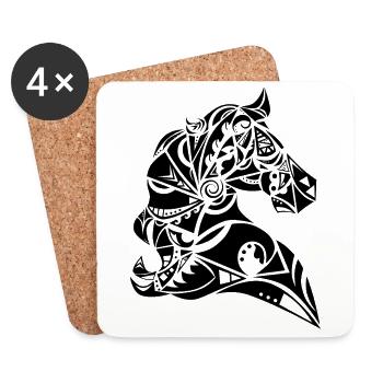 Maori Horse Black - Coasters (set of 4) - white - Front