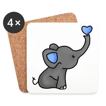 Baby Elefant - Untersetzer (4er-Set) - Weiß - Vorne
