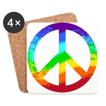 Peace-Zeichen Regenbogen Rainbow Frieden Graffiti - Untersetzer (4er-Set) - Weiß - Vorne