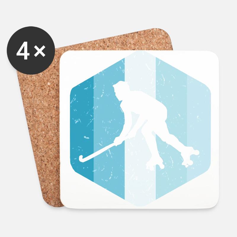 Rollhockey Spieler - Untersetzer (4er-Set) - Weiß
