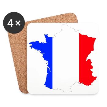Flag of France and Map of France - Coasters (set of 4) - white - Front