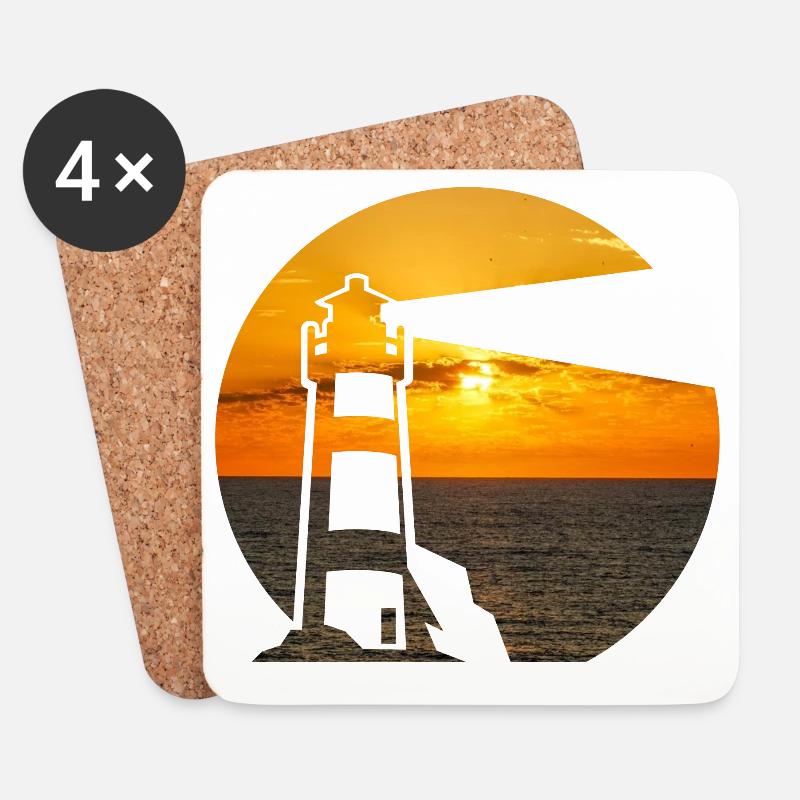 Leuchtturm am Meer doppelbelichtung - Untersetzer (4er-Set) - Weiß