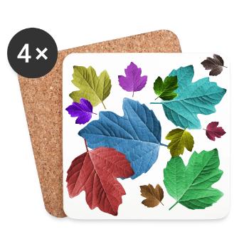 Feuilles, coloré, feuillage, automne, arbre, feuille, arbres - Dessous de verre (lot de 4) - blanc - Devant
