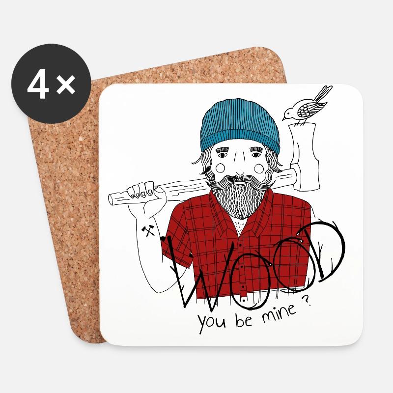verliebter bärtiger Holzfäller Geschenk - Untersetzer (4er-Set) - Weiß
