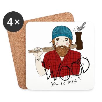 verliebter bärtiger Holzfäller Geschenk - Untersetzer (4er-Set) - Weiß - Vorne