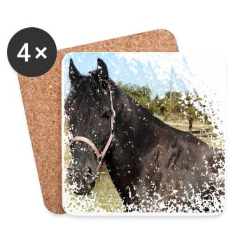 Qui ne veut pas monter sur ce cheval? - Dessous de verre (lot de 4) - blanc - Devant
