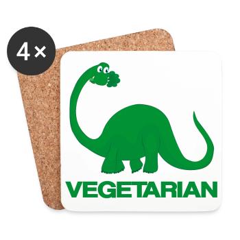 Dinosaurier Dino Vegetarier - Geschenkidee - Untersetzer (4er-Set) - Weiß - Vorne