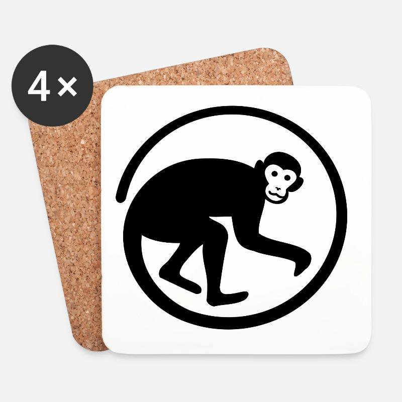 Affe - Untersetzer (4er-Set) - Weiß