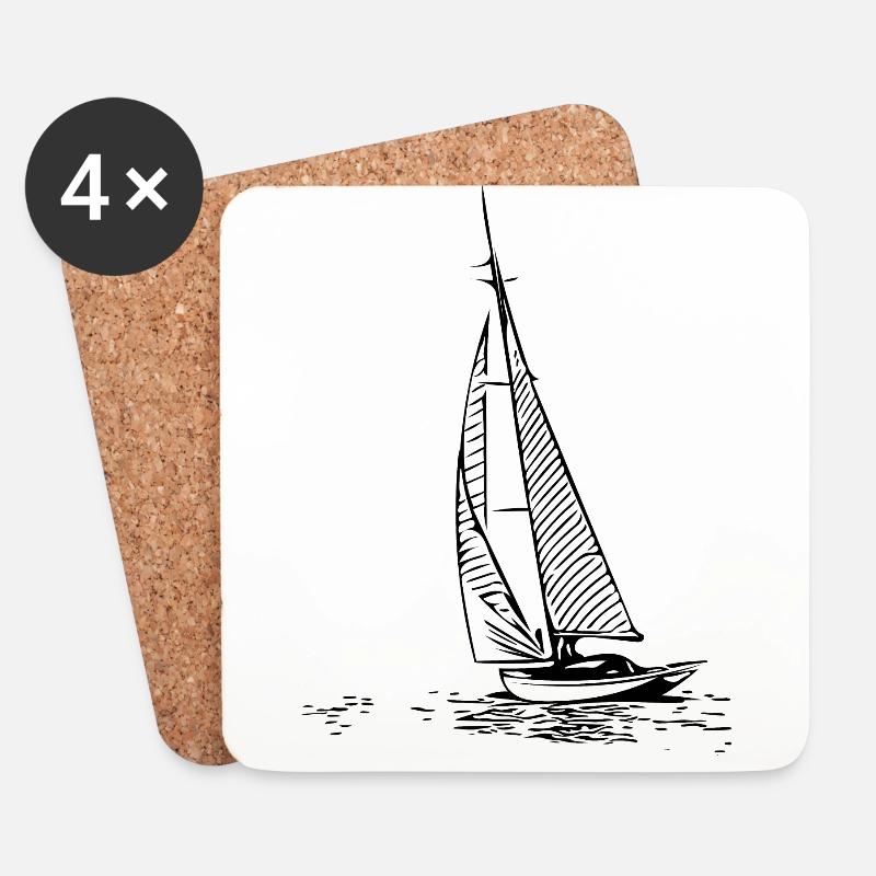 Segelboot - Untersetzer (4er-Set) - Weiß