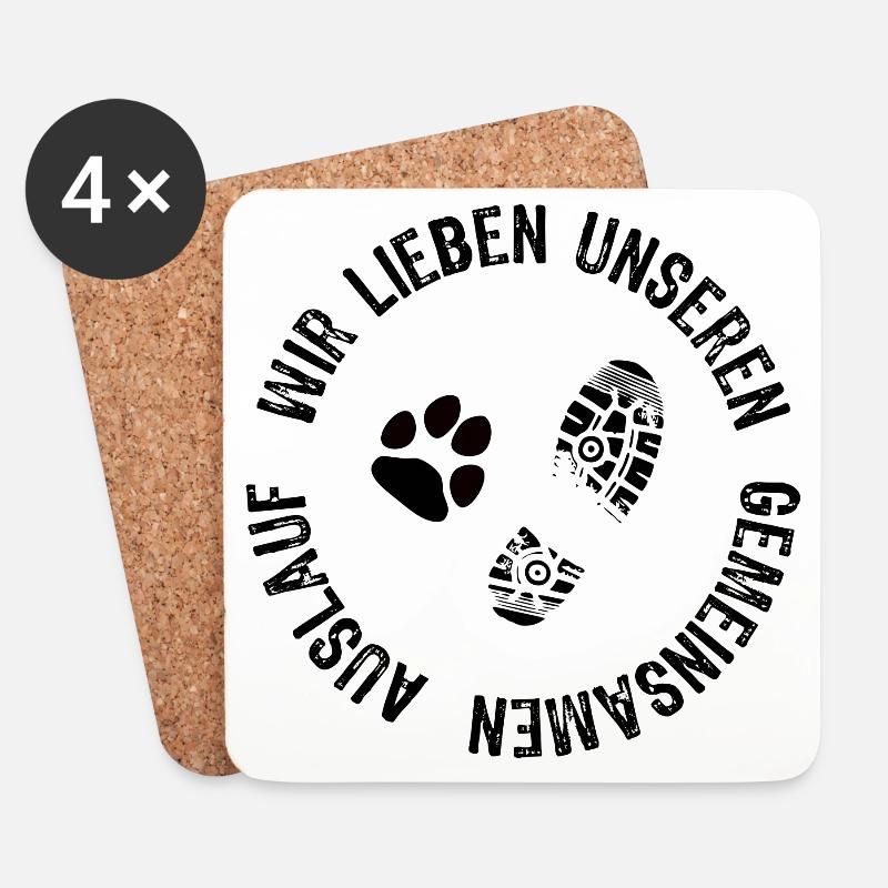 Jogging with dog - running - runner - Gassi - Coasters (set of 4) - white