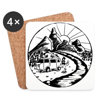 Camper Icon 2 - Untersetzer (4er-Set) - Weiß - Vorne