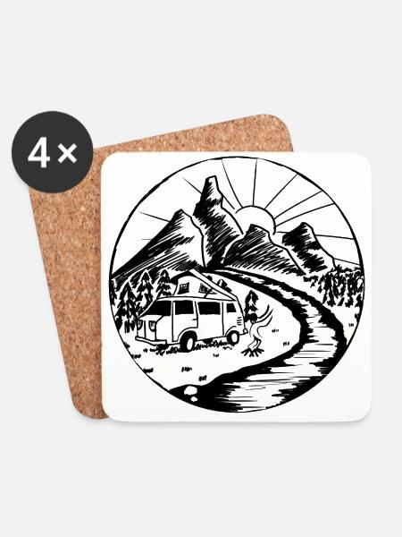 Camper Icon 2 - Untersetzer (4er-Set) - Weiß