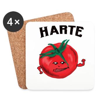 hard tomato l tomato ketchup vegetable vegetarian - Coasters (set of 4) - white - Front