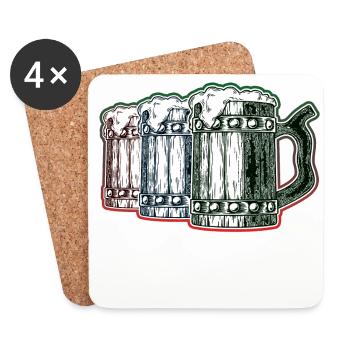 Chopes à bière - Dessous de verre (lot de 4) - blanc - Devant