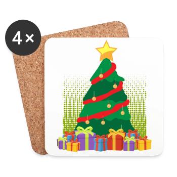 Joyeux Noël cadeaux de Noël - Dessous de verre (lot de 4) - blanc - Devant