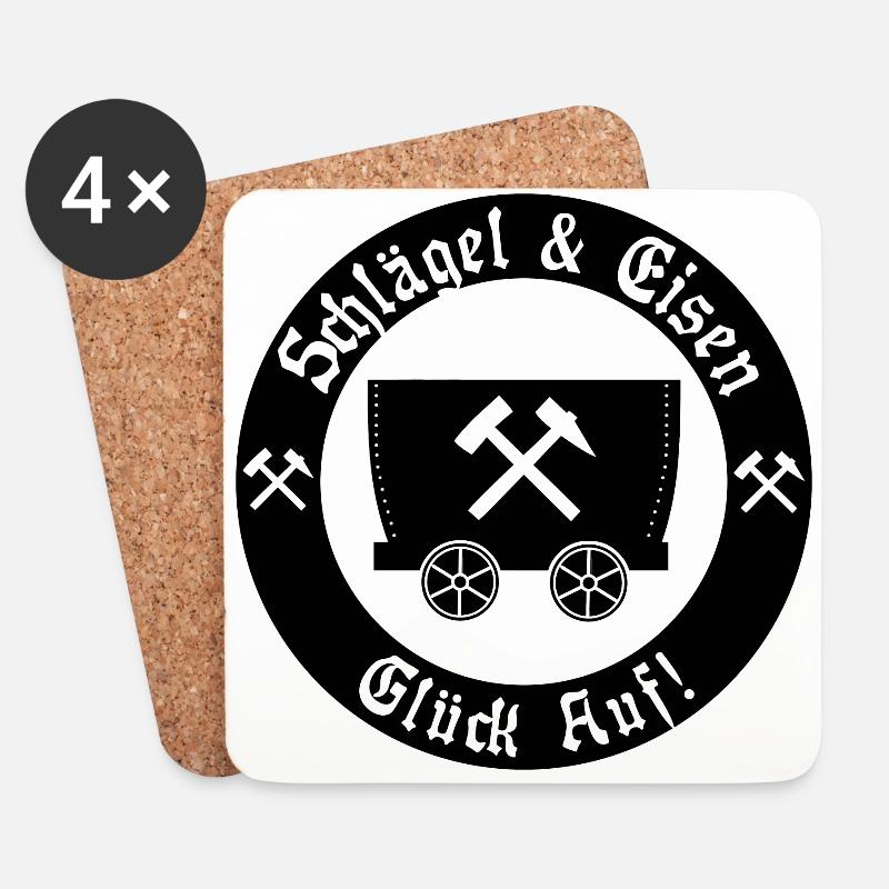 Glück Auf! Logo Schlägel und Eisen - Untersetzer (4er-Set) - Weiß