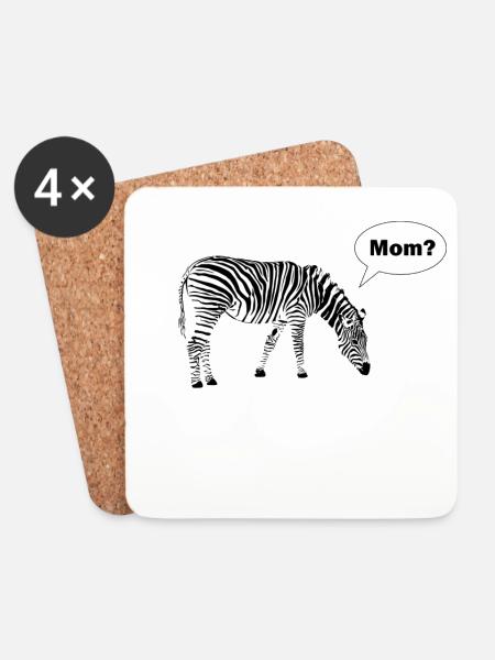 Zebra Mama Mom - Untersetzer (4er-Set) - Weiß