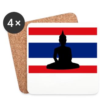 Drapeau thaïlandais Bouddha - Dessous de verre (lot de 4) - blanc - Devant