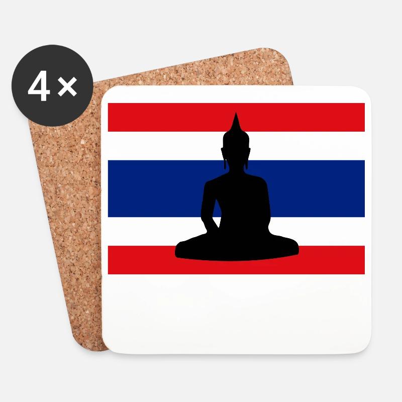 Thailand Flagge Buddha - Untersetzer (4er-Set) - Weiß