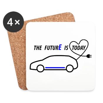 The future is today - Conduire une voiture électrique - Dessous de verre (lot de 4) - blanc - Devant