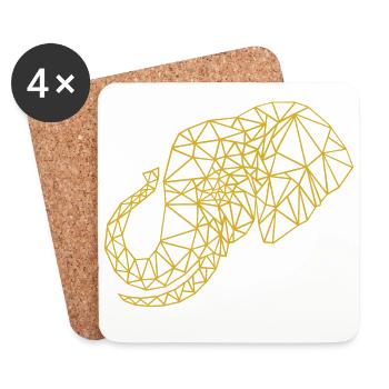 Low Poly Art Elephant Gold - Gift Idea - Coasters (set of 4) - white - Front