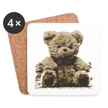 Creative drawing of cuddly bear - Coasters (set of 4) - white - Front