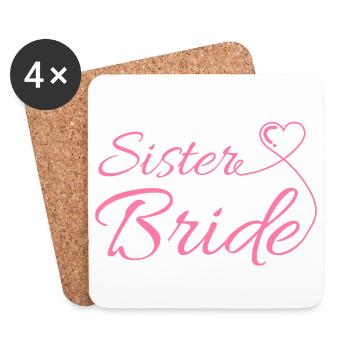 Bachelorette Hochzeit The Sister of the Bride - Untersetzer (4er-Set) - Weiß - Vorne