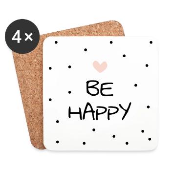 Be Happy - Untersetzer (4er-Set) - Weiß - Vorne