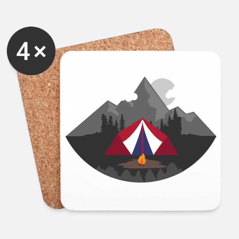 Bushcraft Wolken Berg Holz Feuer Sonne Geschenk - Untersetzer (4er-Set) - Weiß