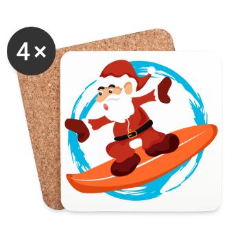 Christmas Santa Claus Surfing - Gift Idea - Coasters (set of 4) - white - Front