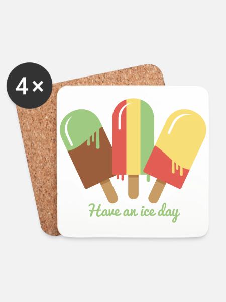 Ice Cream T-Shirt - Coasters (set of 4) - white
