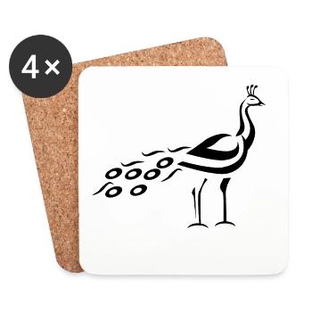 Pfau - Untersetzer (4er-Set) - Weiß - Vorne