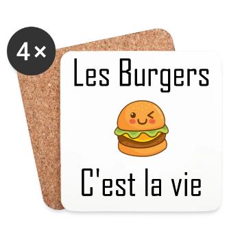 Les burgers c'est la vie - Dessous de verre (lot de 4) - blanc - Devant