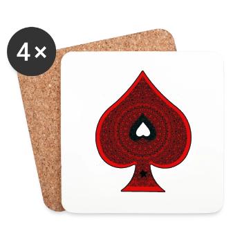 Jeu de cartes à jouer, Ace - Dessous de verre (lot de 4) - blanc - Devant