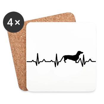 Hunde T-Shirt Dackel Hunde Liebhaber - Untersetzer (4er-Set) - Weiß - Vorne