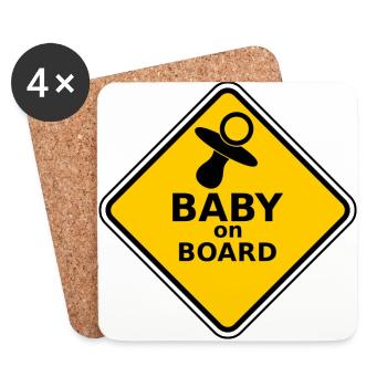 Bébé à bord - Dessous de verre (lot de 4) - blanc - Devant