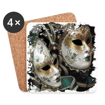 Masks for the carnival in Venice - Coasters (set of 4) - white - Front