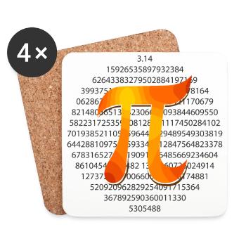 Math Symbols Pi Cercle π 3.14 - Idée cadeau - Dessous de verre (lot de 4) - blanc - Devant