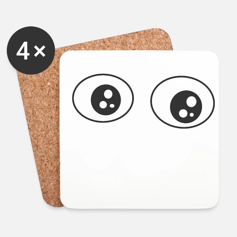 Augen Glubschaugen Gegenstand - Untersetzer (4er-Set) - Weiß