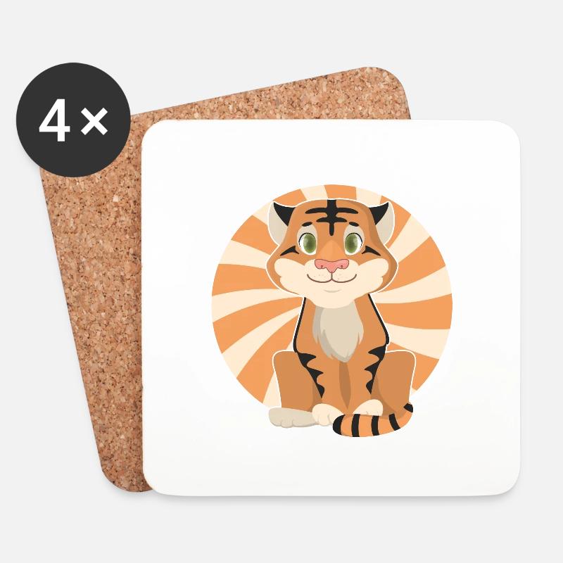 kleiner Tiger Logo - Untersetzer (4er-Set) - Weiß