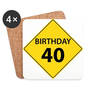 Motive shield birthday 40. 40 - Coasters (set of 4) - white - Front