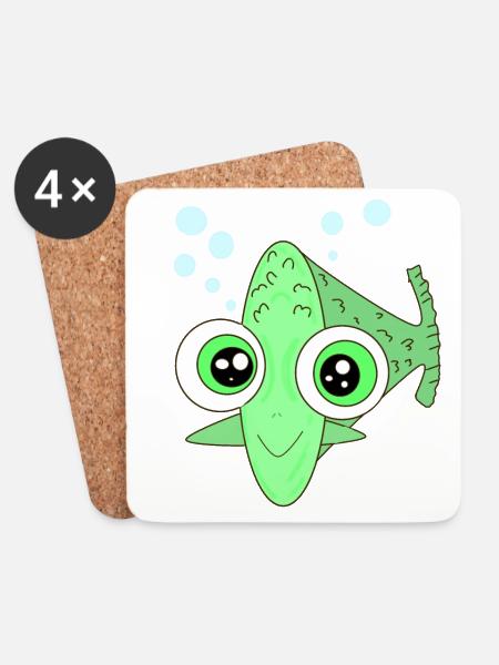 Fisch Fische Glubschaugen Comicstyle Aquaristik - Untersetzer (4er-Set) - Weiß
