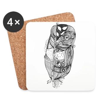 zentangle no two black - Coasters (set of 4) - white - Front