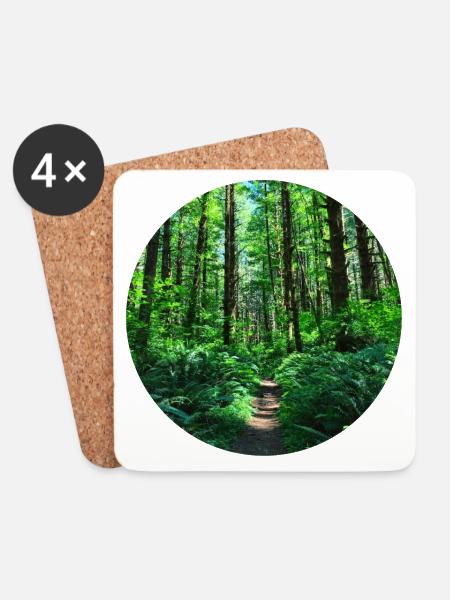 Wald Wälder Bäume Natur grün Waldweg Waldboden - Untersetzer (4er-Set) - Weiß